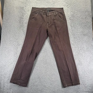 Calvin Klein Jeans Mens 34x31 Brown Linen Denim Dark Wash Straight Workwear - Picture 1 of 11