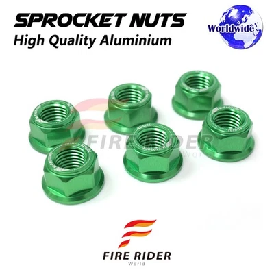 Tuercas de piñón traseras verdes M10 para Kawasaki GPZ750R todo el año Foto 1 de 3