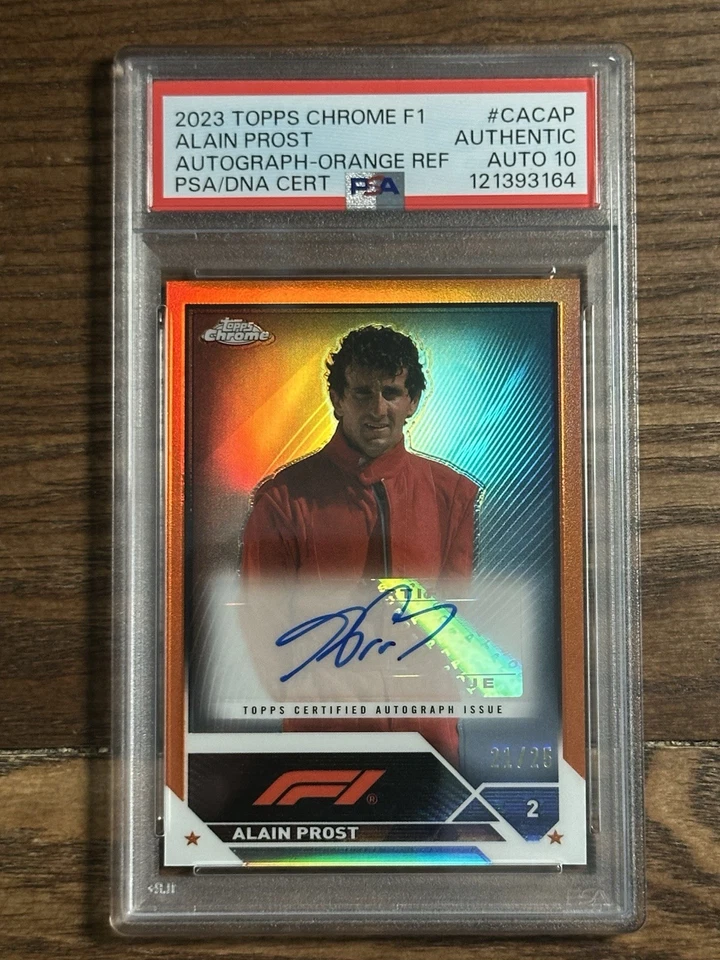 2023 Topps Chrome F1 Alain Prost Auto Orange Refractor PSA Authentic 10 Auto - Image 1 of 2