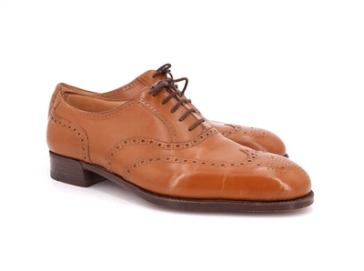 WORN 1x | $9600 JOHN LOBB ST. JAMES BESPOKE UK 8.5 US 9.5 COGNAC WING TIP OXFORD - Image 1 of 4