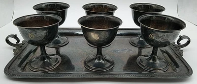 ¿6 copas en bandeja a prueba de derrames tazas de huevos de plata? ¡Manijas de bucle para dedos! Monograma. Foto 1 de 4