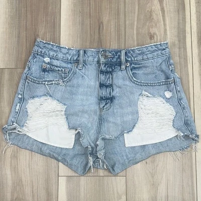 Pantalones cortos vaqueros desgastados festival cintura alta garaje talla 7 Foto 1 de 4