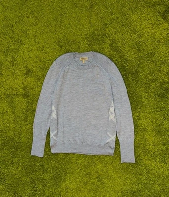 Suéter pulôver feminino Burberry 100% lã merino cinza nova xadrez tamanho M - Imagem 1 de 4