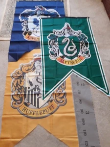 Harry Potter Houses Themed Banners Apprx 2' x 4' ft Set of 3 Different Grommets - Picture 1 of 11