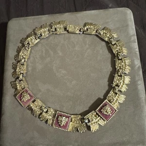 Collar Grueso Vintage Raro Mármol Salvador Terán Mexicano Tono Oro - Imagen 1 de 14