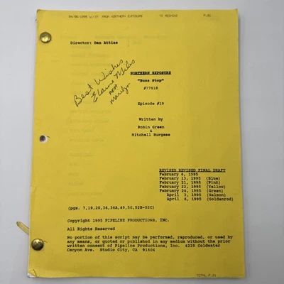 NORTHERN EXPOSURE Original Script BUSS STOP S6 Ep20 - SIGNED BY ELAINE MILES - Image 1 of 4