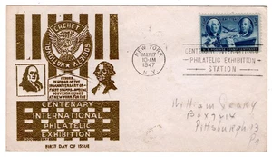 #947 U.S. Postage Stamp Centenary 1947 FDC - Czubay R/P Gold - Picture 1 of 2