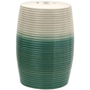 Beige and Green Porcelain Ottoman - Picture 1 of 5
