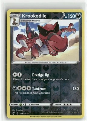 SWSH04: Vivid Voltage #109/185 Krookodile Reverse Holo ☘️2M8 - Image 1 of 2