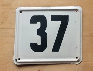 Vintage Enameled Metal House Number Plaque / Sign, Retro Enamel Address sign 37 - Picture 1 of 4