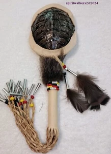 Red Ear Turtle Rattle, Nutria, Deer,Feathers, Beads,Tins,Not Endangered trtn2 - Picture 1 of 4