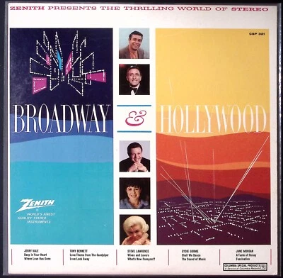 ZENITH PROMO BROADWAY & HOLLYWOOD EYDIE GORME TONY BENNETT EXC VINYL LP 173-4 - Image 1 of 4