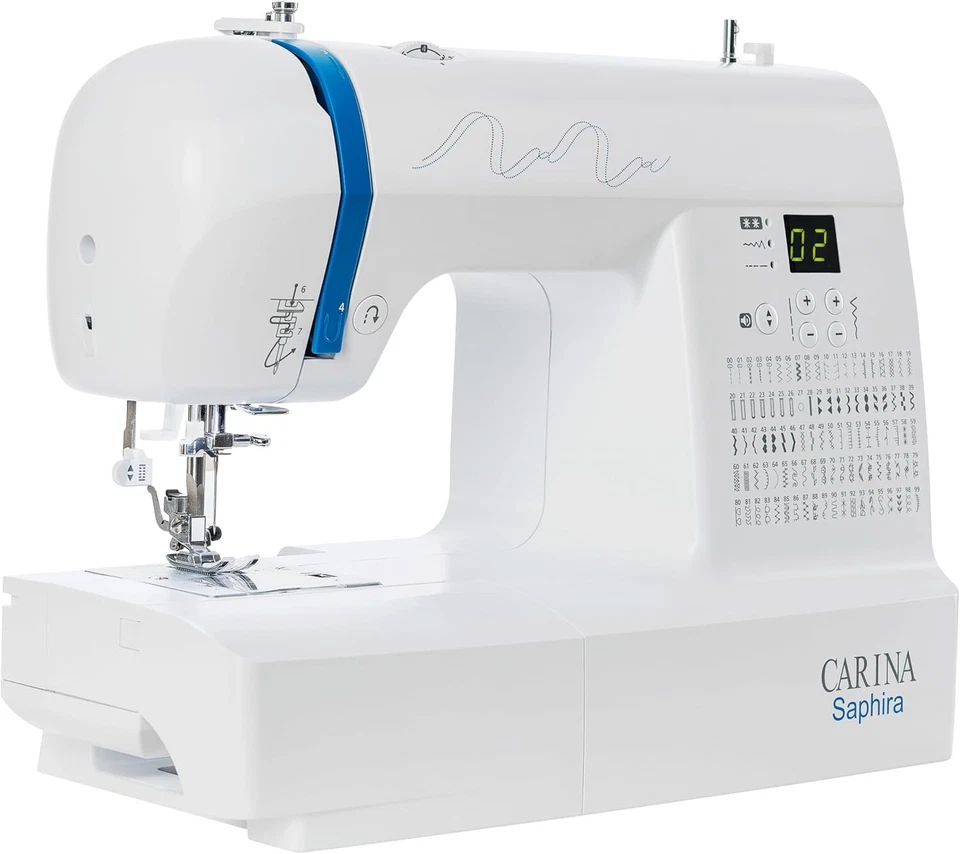 Carina Computer Nähmaschine Saphira  100 Nähprogramme 7 Knopflöcher LED Nählicht - Bild 1 von 1