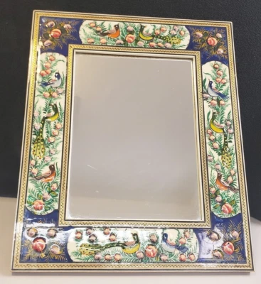 PERSIAN Handmade KHATAM VANITY MIRROR (13-1/2" X 11") Hand Painted w/Easel Frame - Image 1 of 4
