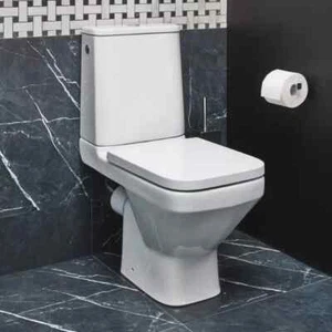 Spülrandlos Wc Toilette Stand komplett mit Spülkasten Sitz Keramik Waagerecht - Bild 1 von 12