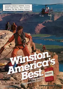 1985 Vintage Print Ad Winston Filters America's Best Helicopter Rock Climbing - Picture 1 of 2
