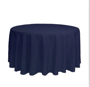 120 in. Round Polyester Tablecloth, Navy Blue - Wedding Party Event - Picture 1 of 4