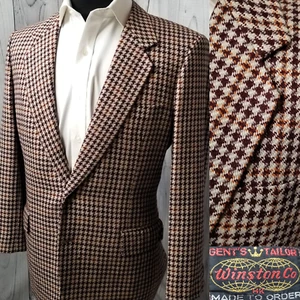 VTG 70s Winston Bespoke Men Blazer Multicolor Tweed 38r - 40r Sport Coat Jacket - Picture 1 of 21