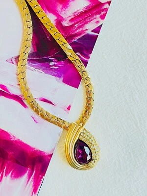 Christian Dior Vintage Amatista Cristales Asimétricos Lágrima Gota de Agua, Collar Foto 1 de 4