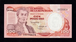F.C. COLOMBIA , 100 PESOS ORO 1988 , S/C- ( AUNC ) , P.426c . - Imagen 1 de 2