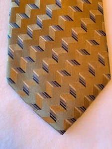 Michael Kors Silk Tie Taupe Blue Steps 3.5” X 58” New - Bild 1 von 6