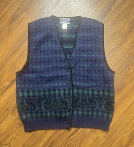 VINTAGE Pendleton Pullover Weste Damen L grün/marine Wolle Made USA - Bild 1 von 4