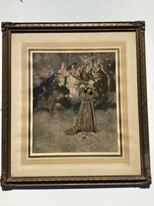 Early Edmund Dulac Lithograph "Beauty and the Beast" Antique Frame - Picture 1 of 12