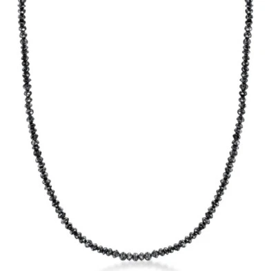 31.00ct t.w. Black Diamond Bead Necklace, 14kt White Gold. 20" - Image 1 of 2
