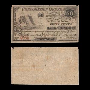 1862 50c Fifty Cent Contemporary Counterfeit Rondout New York Obsolete Currency - Picture 1 of 4
