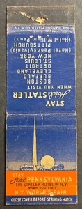 Hotel Pennsylvania The Statler Hotel Nueva York Matchbook cubierta 1939 Feria Mundial - Imagen 1 de 2