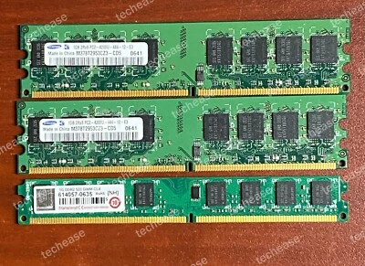 1GB PC2-4200 DDR2 555 MHz 240-pin DIMM Desktop RAM - Untested, As Is, Lot of 3 - Image 1 of 2