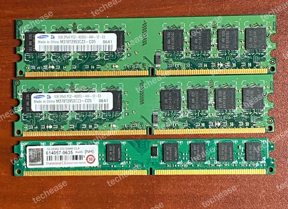 1GB PC2-4200 DDR2 555 MHz 240-pin DIMM Desktop RAM - Untested, As Is, Lot of 3 - Image 1 of 2