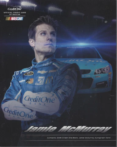 2016 JAMIE MCMURRAY "CREDIT ONE BANK RICHMOND" #1 NASCAR SPRINT CUP POSTCARD Cover
