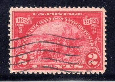 US STAMP #615  —  2c HUGUENOT-WALLOON — VF-XF — USED —  GRADED 85 - Image 1 of 3