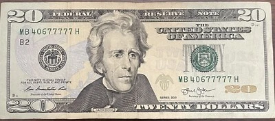 $20 BILL 5 IN A ROW & 5 OF A KIND IN 7’S FANCY SERIAL NUMBER - Image 1 of 3