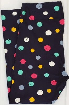 TC LuLaRoe Tall & Curvy Leggings Cute Multicolor Polka Dots Dark Navy Blue N98 Foto 1 de 4