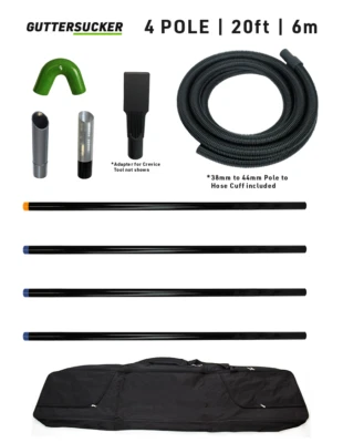 Gutter Sucker 4 Pole Set for Gutter Cleaning Machines (Reach 6m / 20ft) - NEW.
