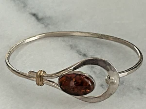 Sterling Silber 925 Bernstein Armband Desiger signiert RLC Indianer 2-farbig WOW - Bild 1 von 3