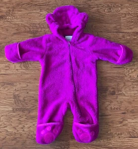 New Bright Purple Columbia Sportswear Baby Infant Bear Fleece One-Piece (3-6M) - Picture 1 of 5