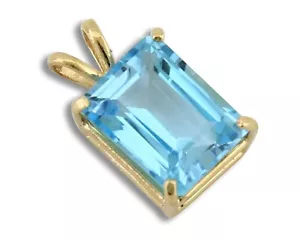 Women Natural Topaz Solitaire Pendant 14k Solid Yellow Gold - Picture 1 of 8