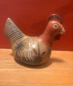 Vintage Kunstkeramik Vogel handbemalt mexikanische Volkskunst Keramik Huhn - Bild 1 von 12