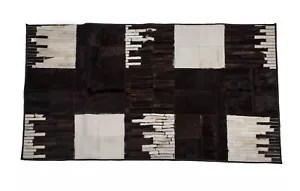 Aydin Mosaic Black White Cowhide Patchwork Area Rug Rectangle 3'9''X6'5'' - Picture 1 of 7