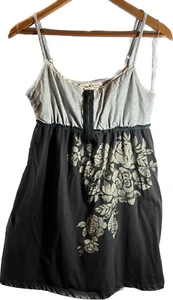 REWIND Womens Camisole Tank Top Cotton Strap Shirt Gray Boho Floral Size XL - Picture 1 of 6