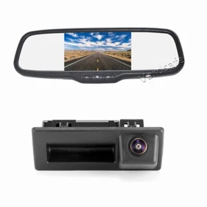 Trunk Handle Reversing Camera & Clip-on Mirror Monitor For Skoda Octavia A7 5E - Picture 1 of 8