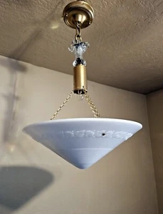 Vintage Art Deco Chandelier Cone Milk Glass Ceiling Light Fixture *THREE AVAIL* - Picture 1 of 22