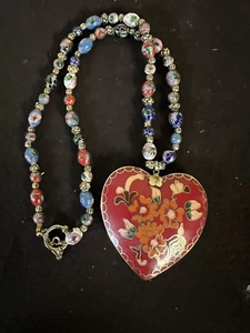 Unsigned Cloisonne Enamel Bead Necklace - Picture 1 of 12