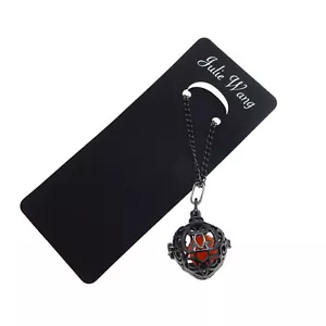 1pc Black Heart Shaped Metal Alloy Locket Pearl Cage Jewelry Charm Necklace 80cm - Picture 1 of 7