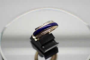 Stilvoller Goldring,Herrenring,Damenring,585er Gelbgold,Lapis,Diamant,RG 61 - Bild 1 von 7