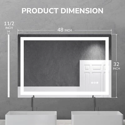 Espelho de banheiro LED regulável toque vaidade espelho vidro temperado antiembaçante - Imagem 1 de 4