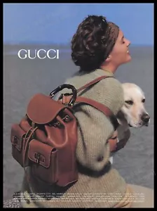 Bolsos de mano Gucci década de 1990 anuncio impreso 1991 amarillo labrador perro de laboratorio - Imagen 1 de 1